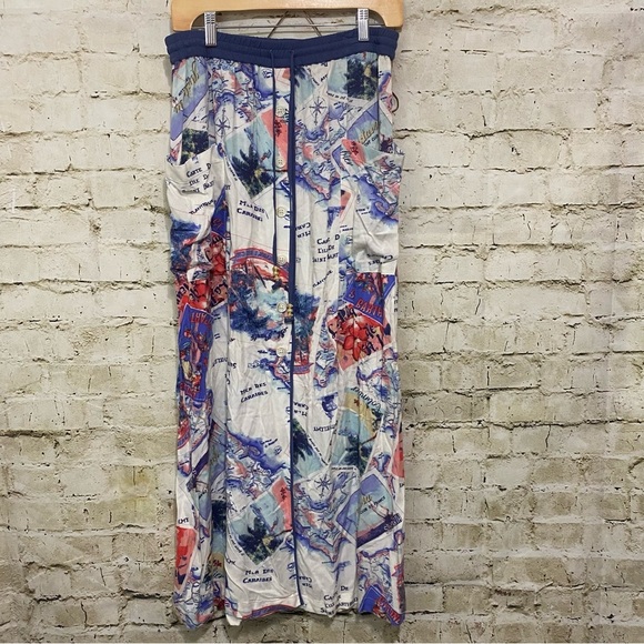 Peter Som Design Nation Blue Stretch Waist Isle France Maxi Skir - Picture 1 of 6